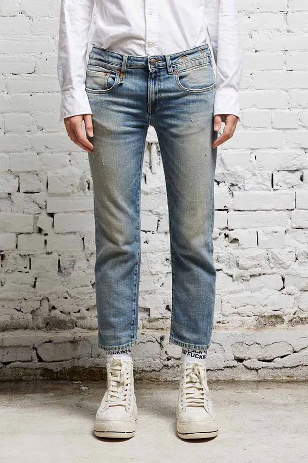 R13 Sale Women BOY STRAIGHT 8211 HESTER BLUE STRETCH