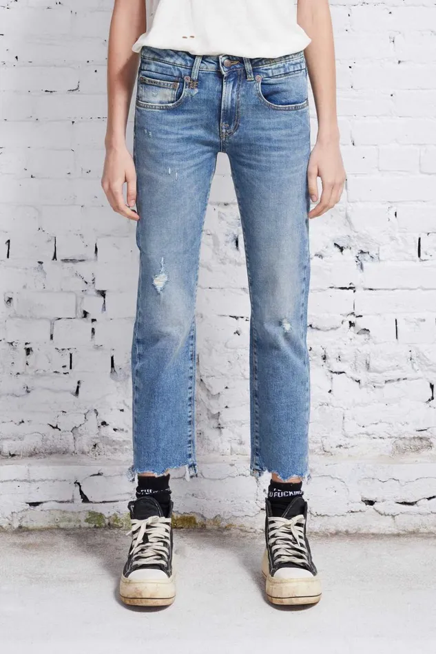 R13 Sale Women BOY STRAIGHT WITH RIPS 8211 CARLTON
