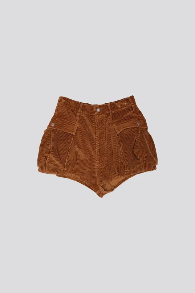 R13 Sale Women BUBBLE SKORT 8211 BROWN CORDUROY