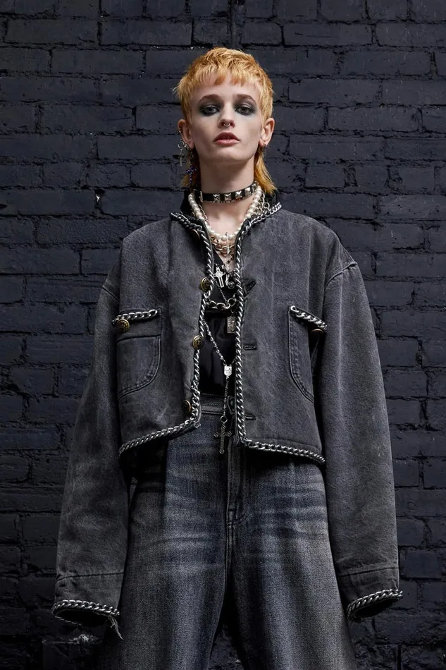 R13 Sale Women CHAIN EMBELLISHED CROPPED JACKET