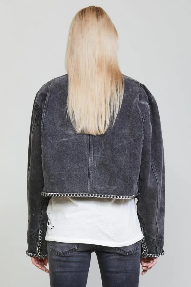 R13 Sale Women CHAIN EMBELLISHED CROPPED JACKET