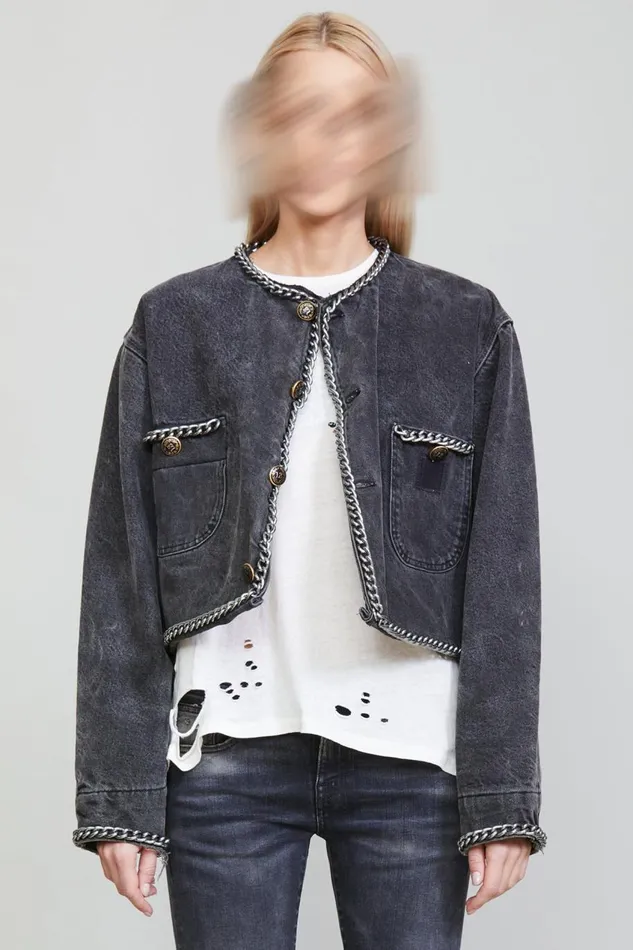 R13 Sale Women CHAIN EMBELLISHED CROPPED JACKET