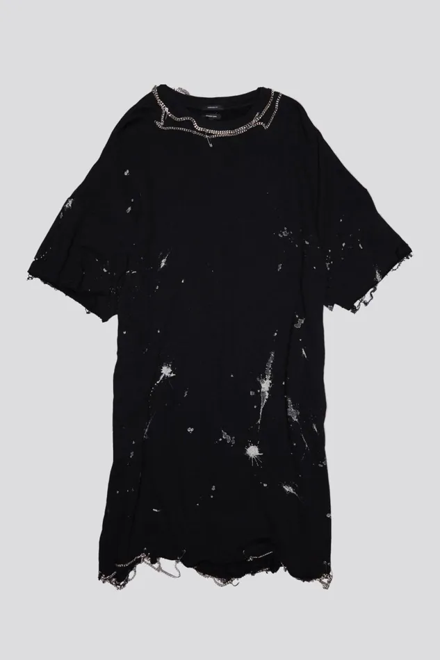 R13 Sale Women CHAIN EMBELLISHED SHIRTDRESS 8211 SPLATTERED BLACK