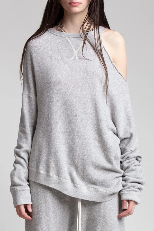 R13 Sale Women DISTORTED SWEATSHIRT 8211 HEATHER GREY