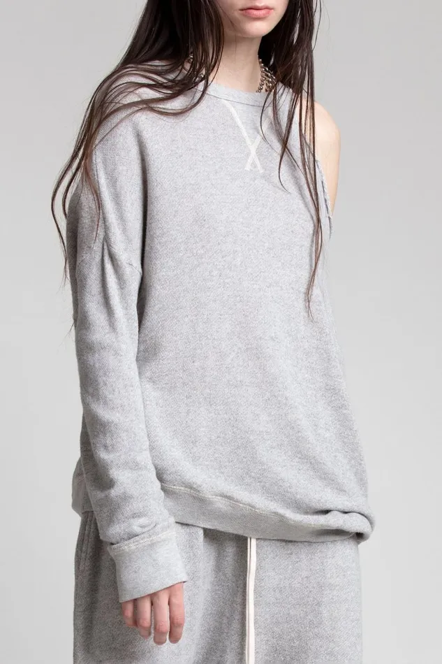 R13 Sale Women DISTORTED SWEATSHIRT 8211 HEATHER GREY