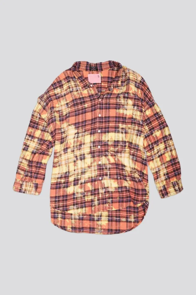 R13 Sale Women DROP NECK WORKSHIRT 8211 OVERDYED PINK W IRREGULAR BLEACH PLAID
