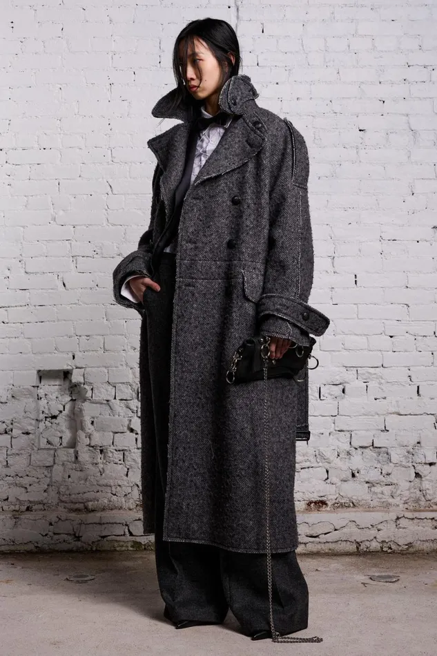 R13 Sale Women JUMBO MILITARY COAT 8211 HEATHER GREY WOOL