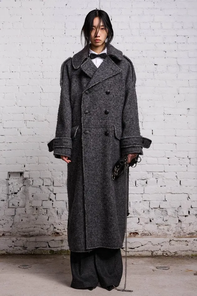 R13 Sale Women JUMBO MILITARY COAT 8211 HEATHER GREY WOOL