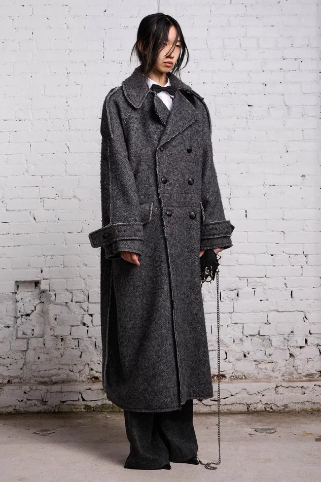 R13 Sale Women JUMBO MILITARY COAT 8211 HEATHER GREY WOOL