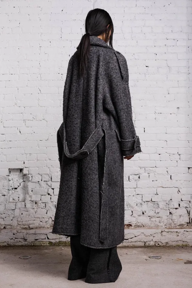 R13 Sale Women JUMBO MILITARY COAT 8211 HEATHER GREY WOOL