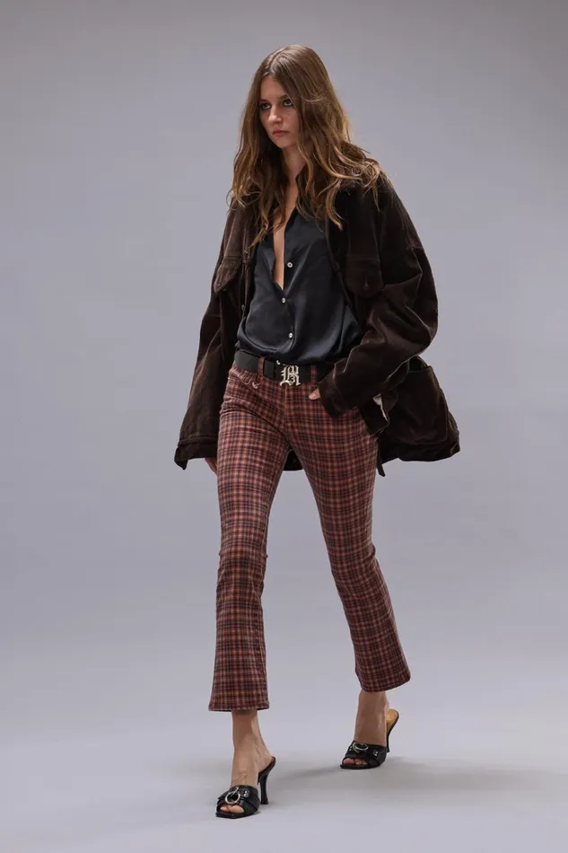 R13 Sale Women KICK FIT JEAN 8211 PRINTED AUBURN PLAID