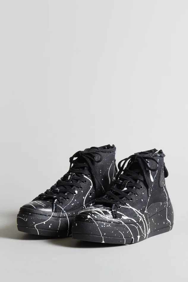 R13 Sale Women KURT HIGH TOP 8211 BLACKOUT PAINT SPLATTER