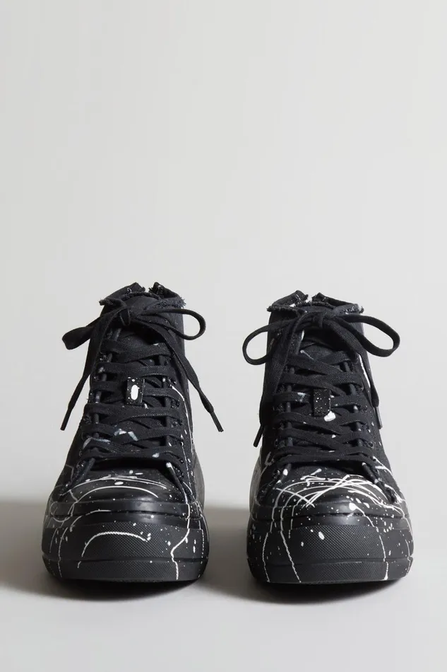 R13 Sale Women KURT HIGH TOP 8211 BLACKOUT PAINT SPLATTER