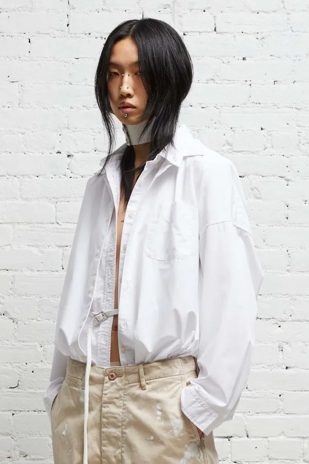 R13 Sale Women LONG SLEEVE BUTTONUP 8211 WHITE