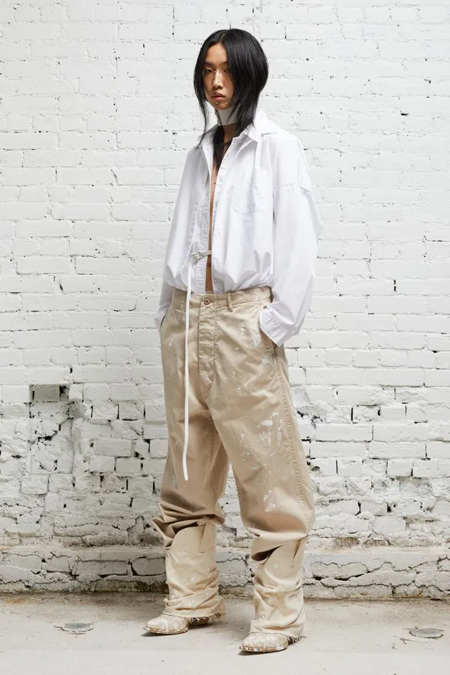 R13 Sale Women LONG SLEEVE BUTTONUP 8211 WHITE