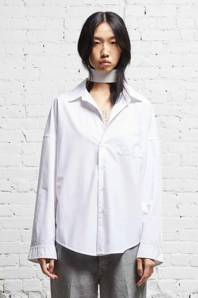 R13 Sale Women LONG SLEEVE BUTTONUP 8211 WHITE