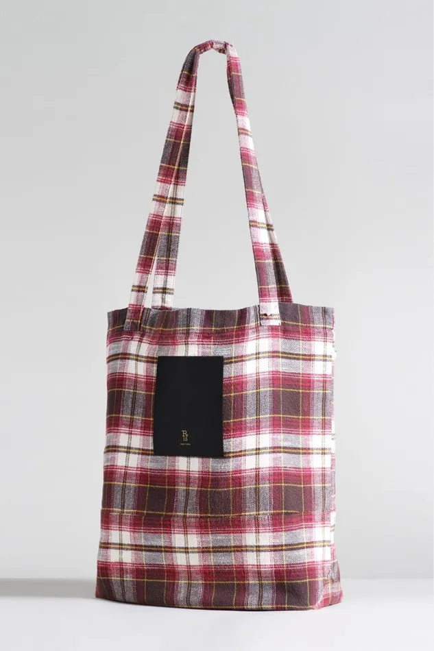 R13 Sale Women MEDIUM TOTE BAG 8211 ECRUMAROON PLAID