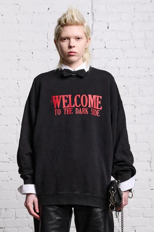 R13 Sale Women OVERSIZED DARK SIDE CREWNECK 8211 ACID BLACK
