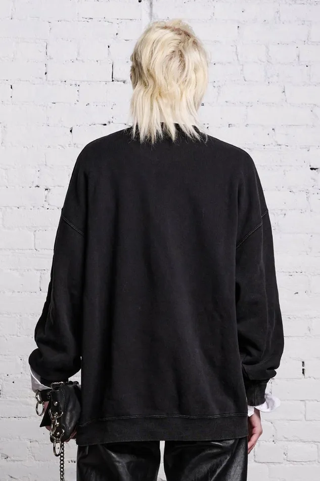 R13 Sale Women OVERSIZED DARK SIDE CREWNECK 8211 ACID BLACK