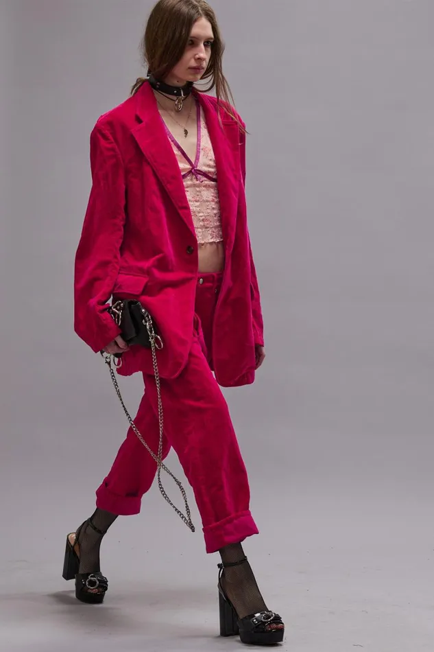R13 Sale Women OVERSIZED RAGGED BLAZER 8211 RASPBERRY