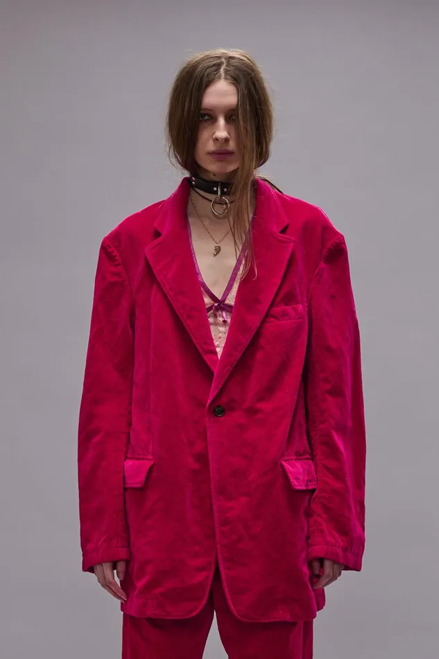 R13 Sale Women OVERSIZED RAGGED BLAZER 8211 RASPBERRY