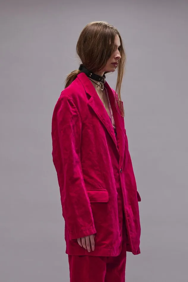 R13 Sale Women OVERSIZED RAGGED BLAZER 8211 RASPBERRY