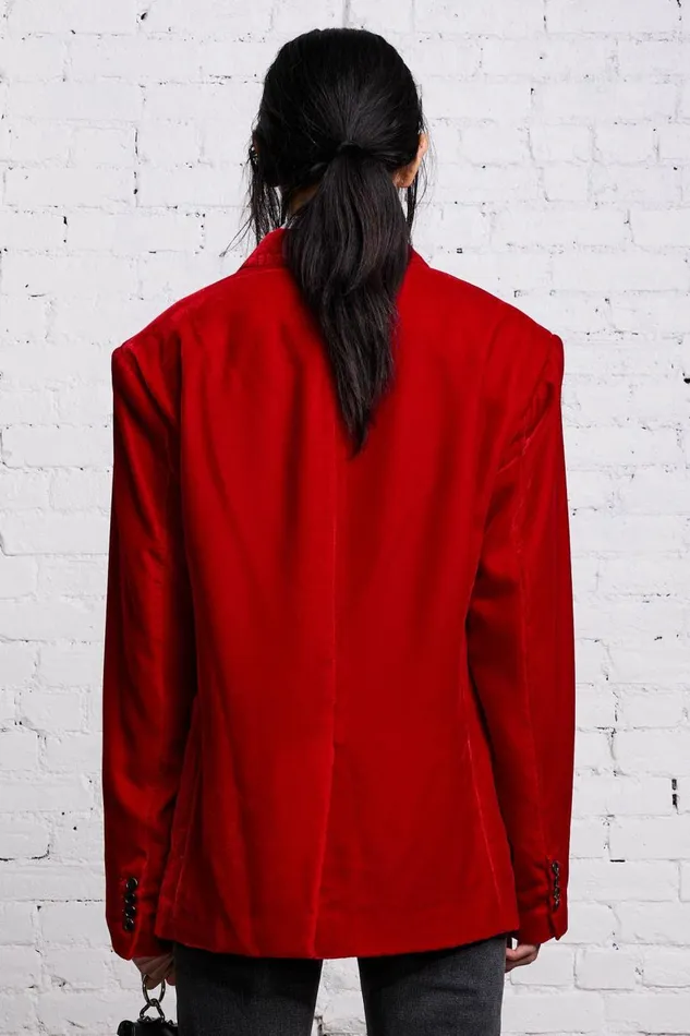 R13 Sale Women OVERSIZED RAGGED BLAZER 8211 RED VELVET