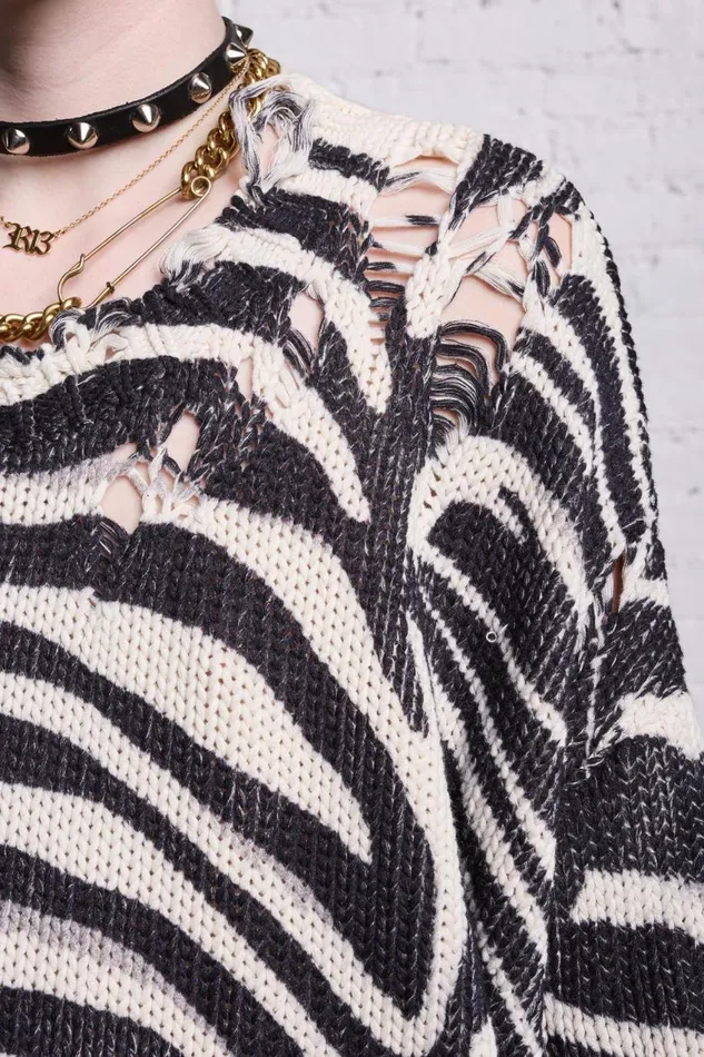 R13 Sale Women OVERSIZED SWEATER 8211 ZEBRA PRINT
