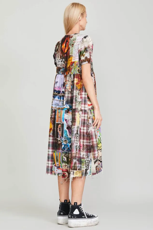 R13 Sale Women RELAXED MIDI 8211 GRAFFITI PLAID