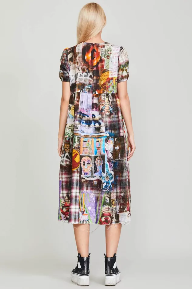 R13 Sale Women RELAXED MIDI 8211 GRAFFITI PLAID