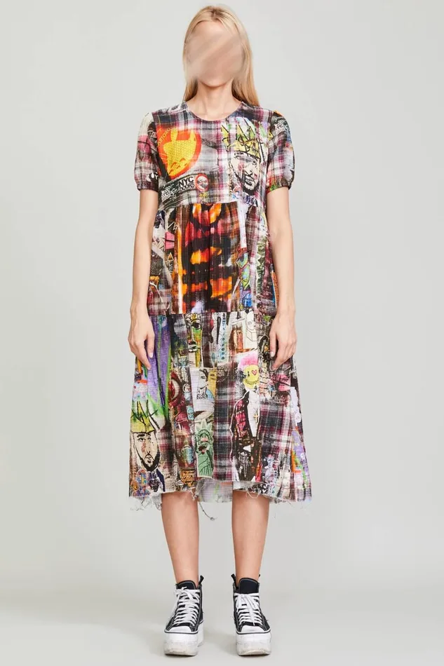 R13 Sale Women RELAXED MIDI 8211 GRAFFITI PLAID