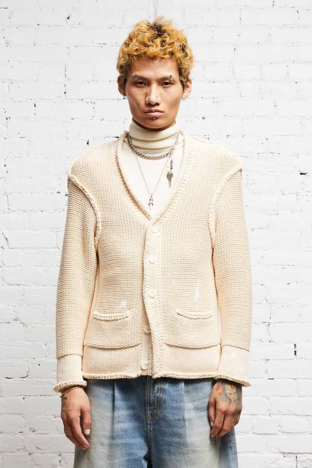 R13 Sale Women ROLLED EDGE BOXY CARDIGAN 8211 NATURAL