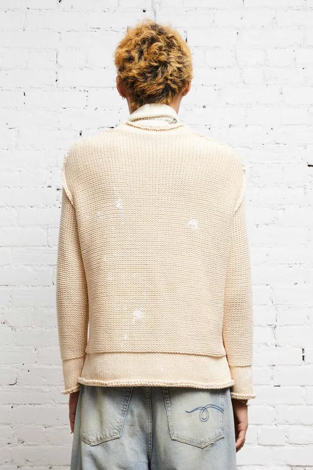 R13 Sale Women ROLLED EDGE BOXY CARDIGAN 8211 NATURAL