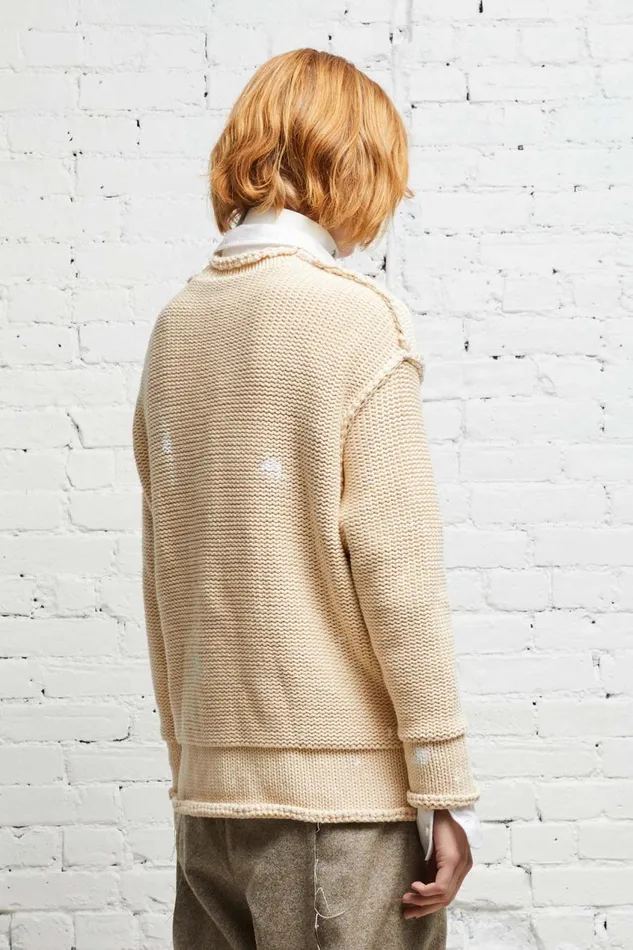 R13 Sale Women ROLLED EDGE BOXY CARDIGAN 8211 NATURAL