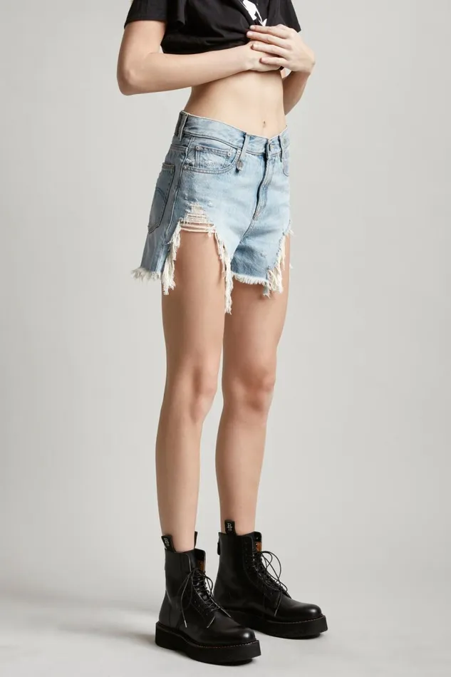 R13 Sale Women SHREDDED SLOUCH SHORT 8211 TILLY
