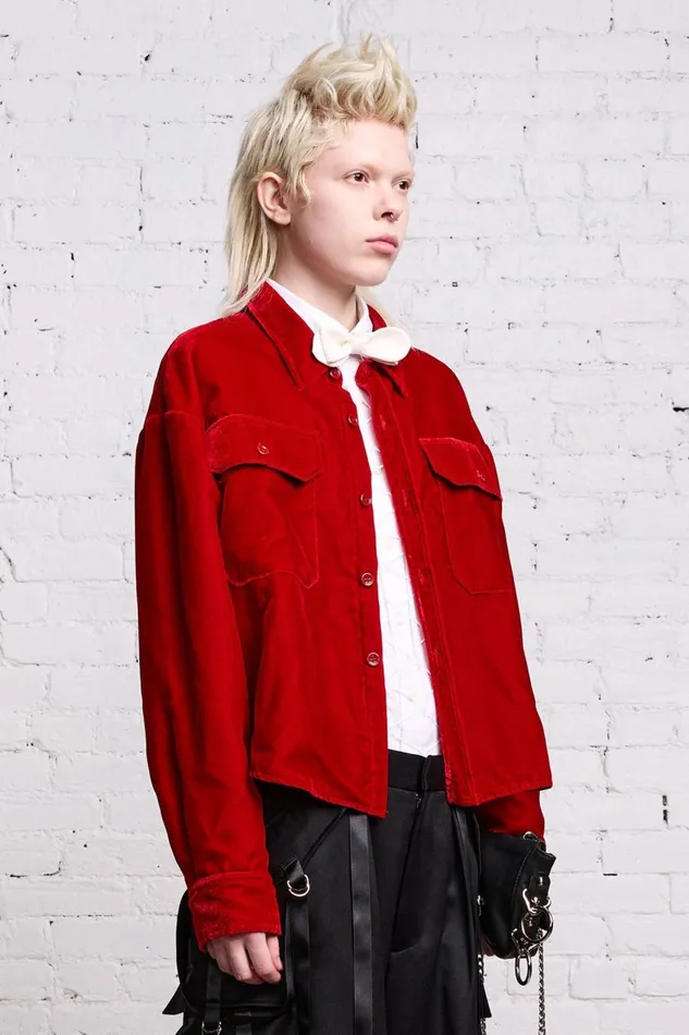 R13 Sale Women SHRUNKEN CPO 8211 RED VELVET