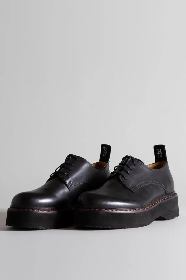 R13 Sale Women SINGLE STACK OXFORD 8211 BLACK