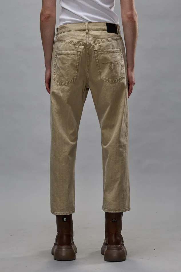R13 Sale Women XBOYFRIEND JEANS 8211 KHAKI HERRINGBONE TWILL