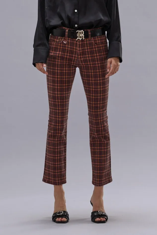 R13 Skinny Women KICK FIT JEAN 8211 PRINTED AUBURN PLAID