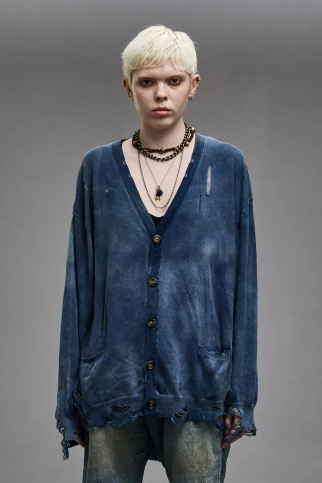 R13 Sweaters Women BOYFRIEND CARDIGAN 8211 DARK INDIGO