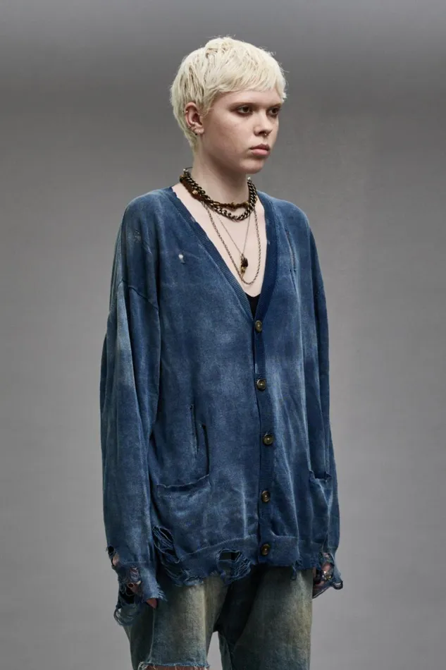 R13 Sweaters Women BOYFRIEND CARDIGAN 8211 DARK INDIGO