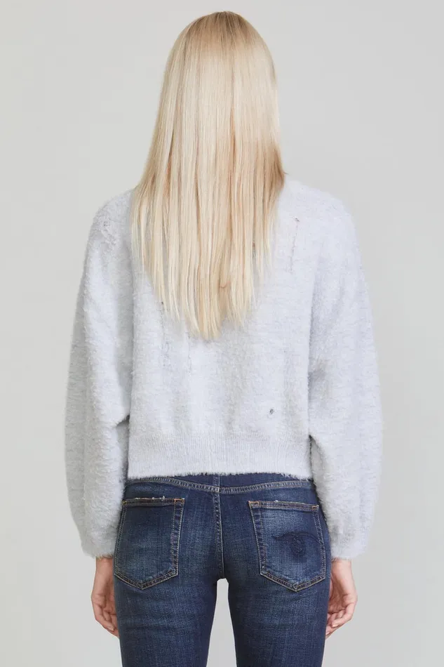 R13 Sweaters Women CROPPED SHAGGY OVERSIZED SWEATER 8211 HEATHER GREY