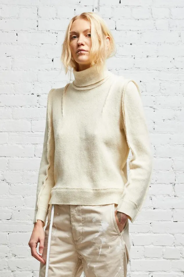 R13 Sweaters Women FLAT SLEEVE TURTLENECK 8211 ECRU