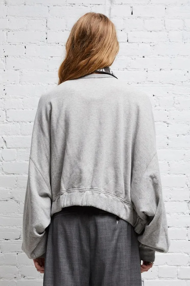 R13 Sweaters Women JUMBO CROPPED CREWNECK 8211 HEATHER GREY