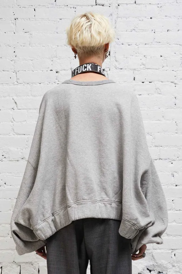 R13 Sweaters Women JUMBO CROPPED CREWNECK 8211 HEATHER GREY