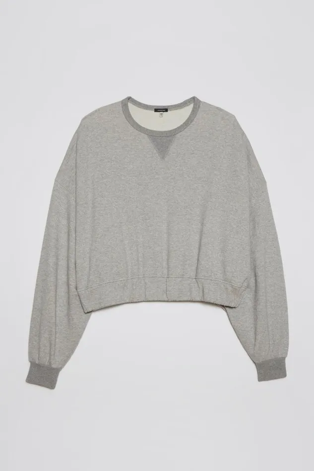 R13 Sweaters Women JUMBO CROPPED CREWNECK 8211 HEATHER GREY