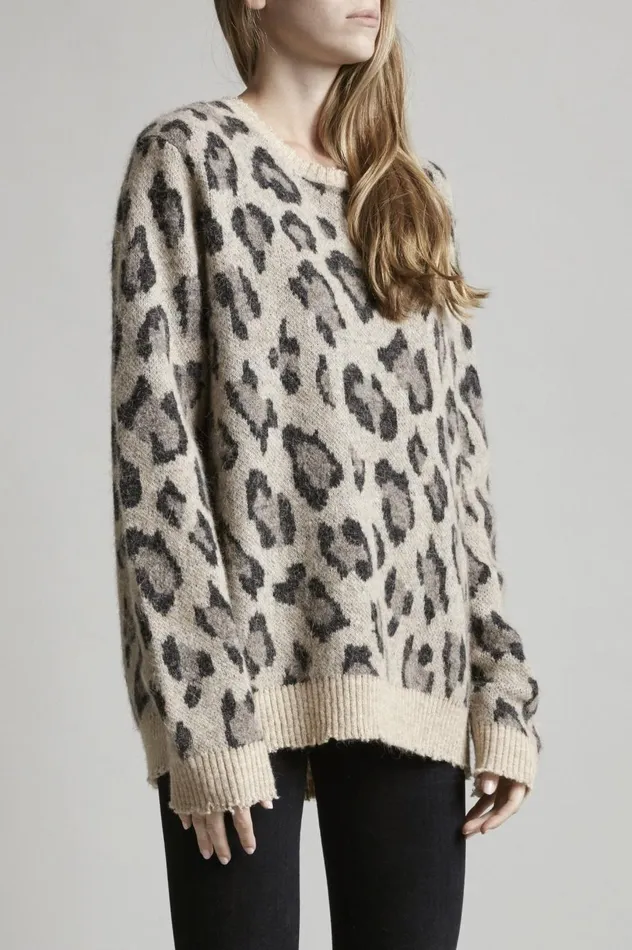 R13 Sweaters Women LEOPARD CASHMERE CREWNECK SWEATER