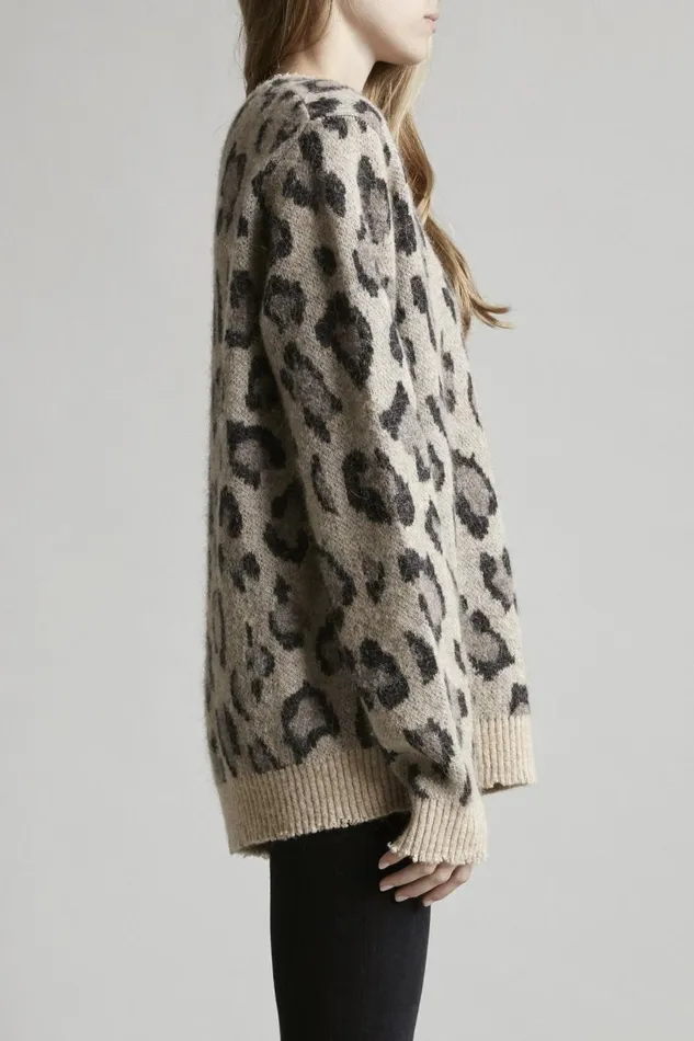 R13 Sweaters Women LEOPARD CASHMERE CREWNECK SWEATER