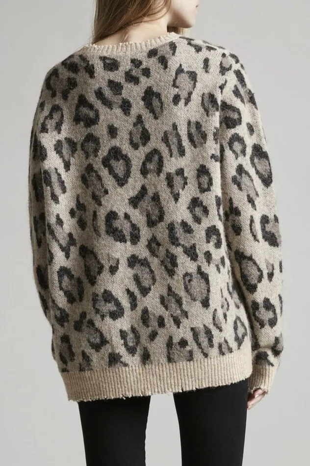 R13 Sweaters Women LEOPARD CASHMERE CREWNECK SWEATER