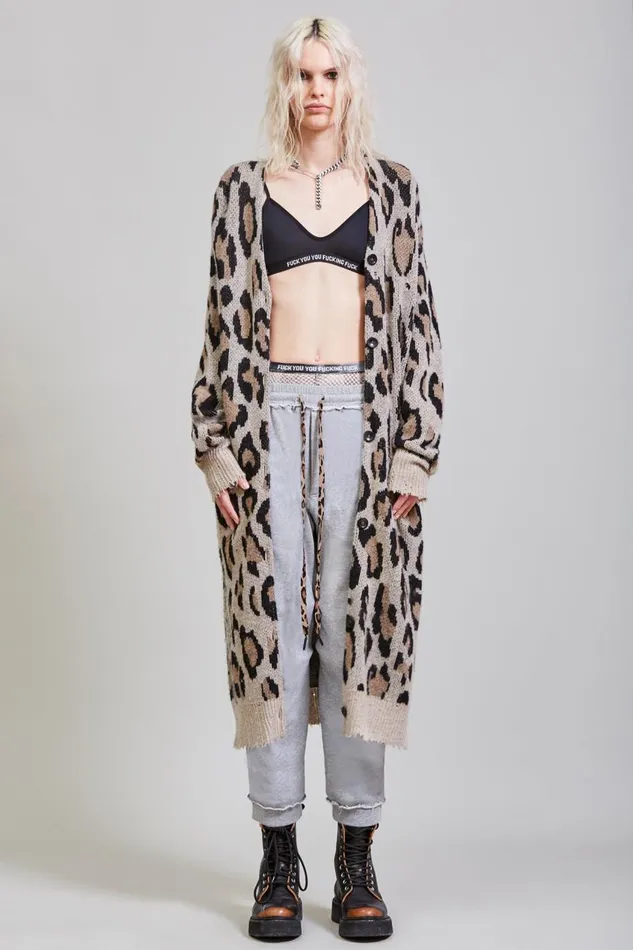 R13 Sweaters Women LEOPARD PRINT CASHMERE CARDIGAN